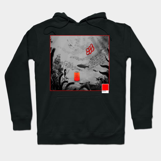 CORAL RED - white full  by COLORBLIND WorldView Hoodie by DREAM SIGNED Collection